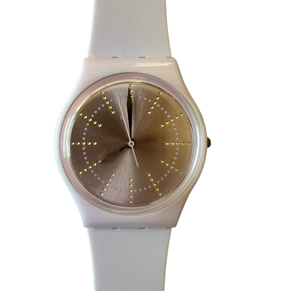 Swatch GUIMAUVE GP148 Watch w/ Metallic Face & Light Pink Silicone Strap - Picture 6 of 11
